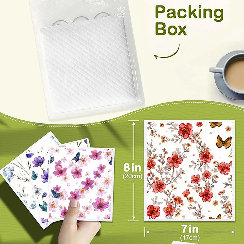 Cleaning Cloth Reusable Kitchen Dish Towels Eco-friendly Microfiber Colorful Floral Pattern Dishcloths Lint Free Washable Duster Rags Tea Towels