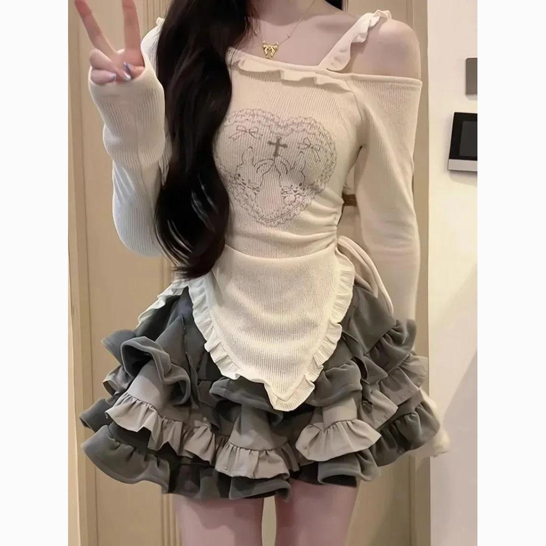 

Secret Jam, летняя женская мода, сексуальный топ с открытыми плечами, юбка, комплект из двух предметов XS бежевый