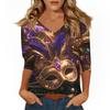 Women's T Shirt Print 3/4 Sleeve Daily Weekend Fashion Basic V- Neck Regular Top