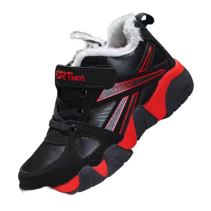 Kinderschuhe Jungen Sportschuhe Winter Baumwollschuhe Fleece gefütterte Jungen Schuhe Mittelschüler und Grundschüler Laufschuhe
