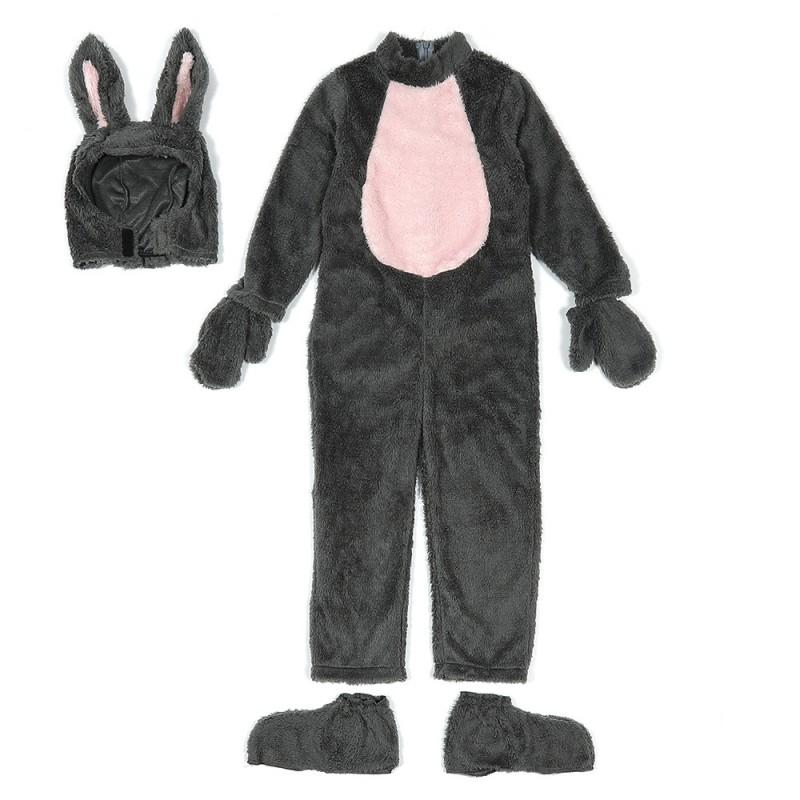 Kids Gray Plush Rabbit Costume Cosplay Outfit Halloween Party Dance Performance Unisex Toddler Jumpsuit
