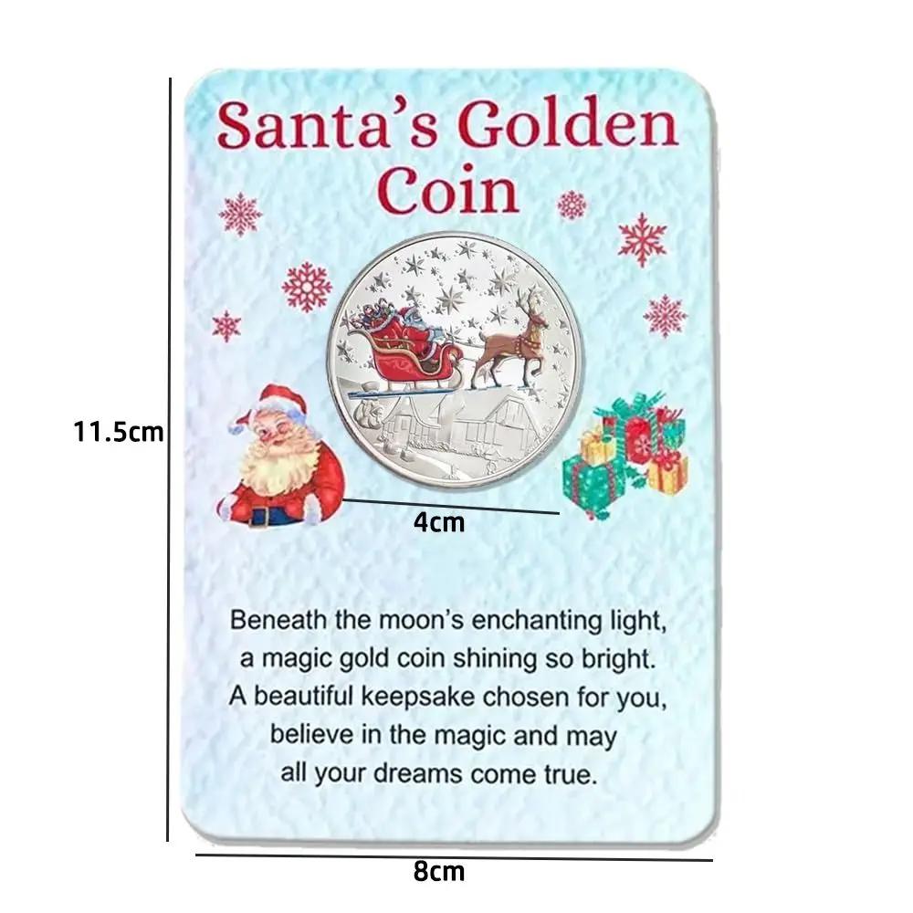 Santa Gold Coins Christmas Eve Boxes, with Message Card, Christmas Commemorative Coins New Year, Santa Claus Souvenir Coin