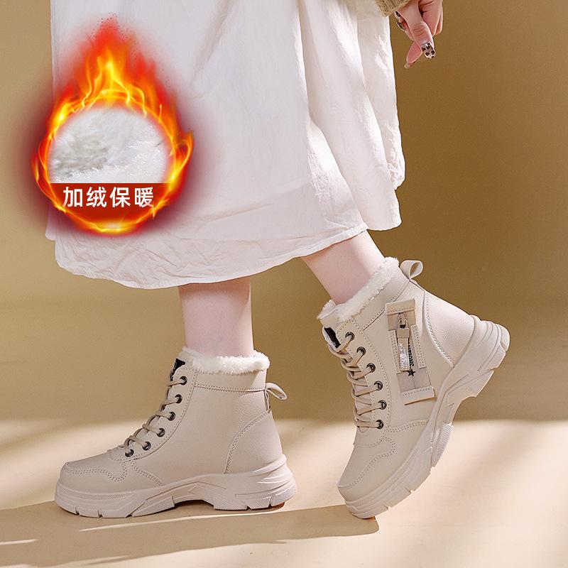 

Зимние женские сапоги, новые зимние, бархатные, утолщенные, ботинки Martin, женские туфли, короткие сапоги, высокие хлопковые туфли 35 хаки