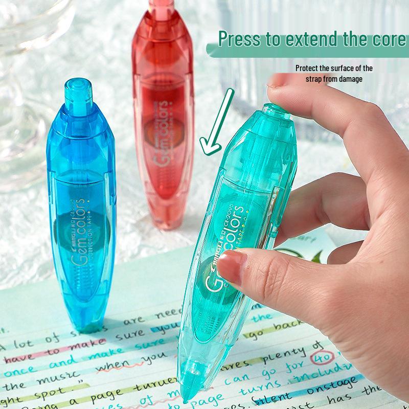 Smoky Crystal Gem Correction Tape with Replaceable Core - Stylish Japanese Portable White-Out