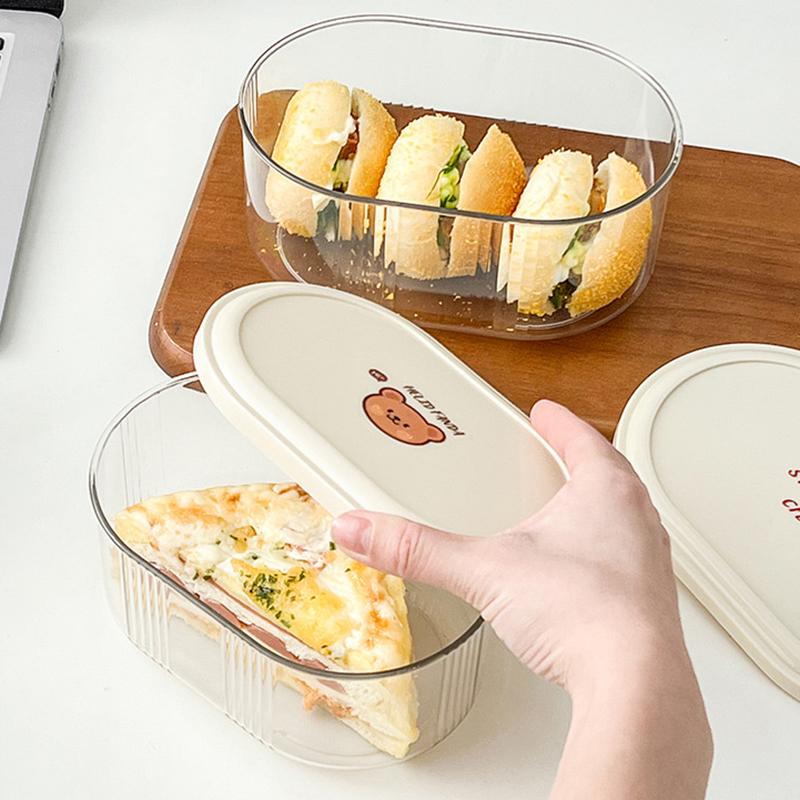 Bread Toast Storage Box Transparent Food Container Box With Lid Refrigerator Plastic Large Capacity Fresh Keeping Box