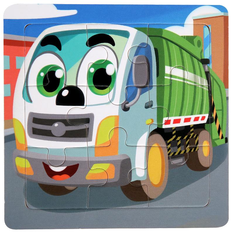 11cm Children Wooden Jigsaw Puzzle Games Cartoon Animal Vehicle Pattern Wooden 3d Puzzle Montessori Educational Toys