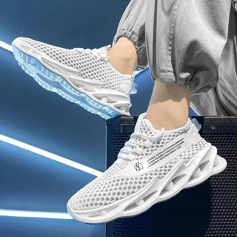 Fashion 2024 New Summer Sneakers Men Mesh Breathable Running Tennis Shoes Outdoor Sports Tenis Masculino White Casual Walking Shoes