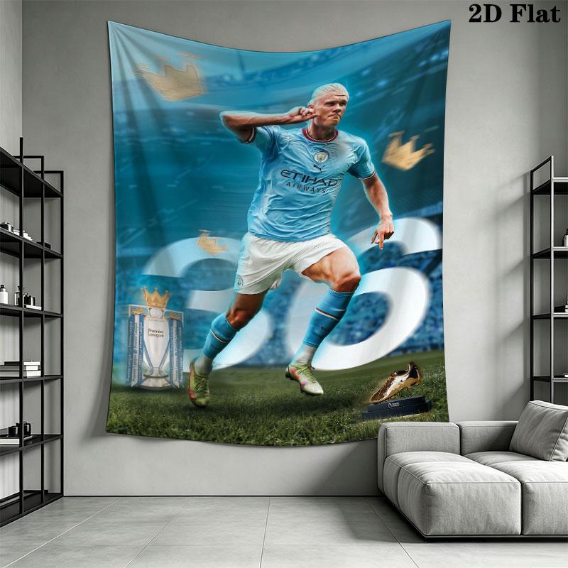 Erling Haaland Re Appeso a Parete Coperta in Tessuto Stampato Arazzi Decorativi per Camera da Letto Soggiorno Arredamento per la Casa