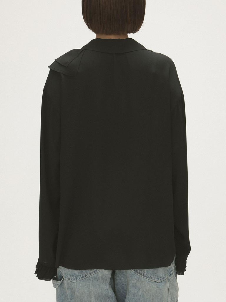 Beams Boy Women's Large/Small Shirt, M.Amnz_RuflBlous, Black, Free Size, 13110450452