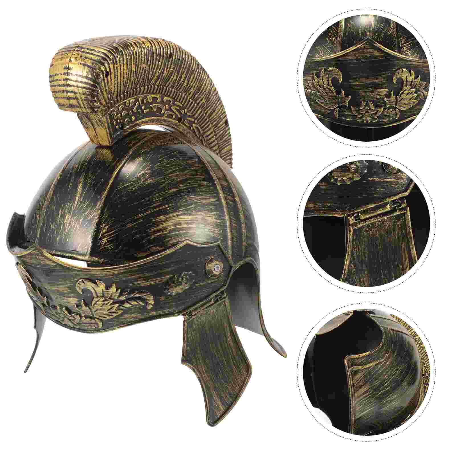 New Cosplay Costume Ancient Roman Fighter Helmets For Adults Cosplay Party Headwear Medieval Style Greek Soldier Hats 25.50X25.00X21.00CM