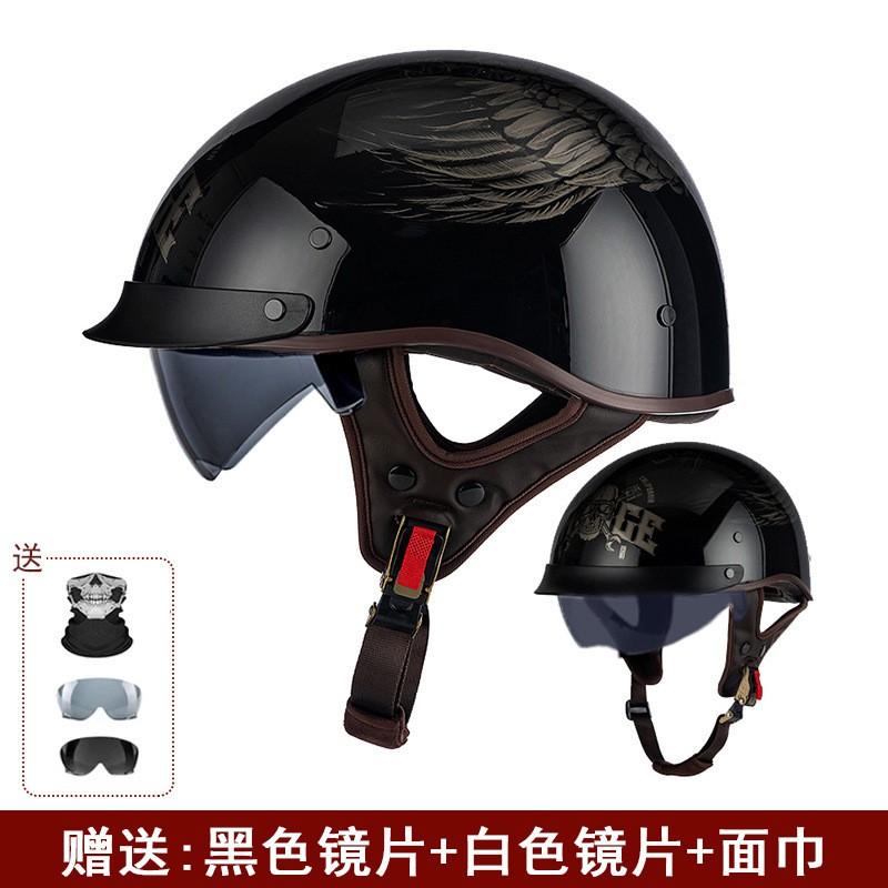 Vintage Half Face Motorcycle Helmet Men Women Retro Cruiser Style DOT Approved Open