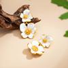 Exquisite White Enamel Petal Dangle Earrings for Women Vintage Double-Layer Metal Flower Earrings Classic Fashion Jewelry Gifts