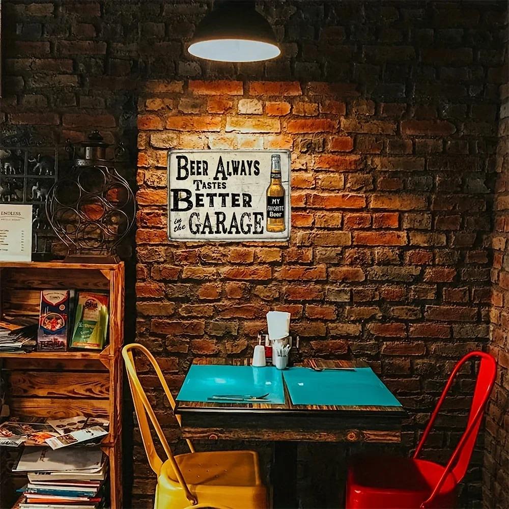 Цельный металлический знак «Пиво всегда вкуснее в гараже» (8 x12 /20см*30см) — фото 4