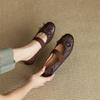 Fashion New Spring/autumn Genuine Leather Women Shoes Round Toe Mary Jane Shoes for Women Fashion Retro Bow Low Heel Flat Women Pumps