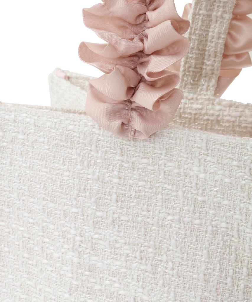 Maison De FLEUR Tweed Frill Handle Square Tote S Bag, Ivory, 08000248300