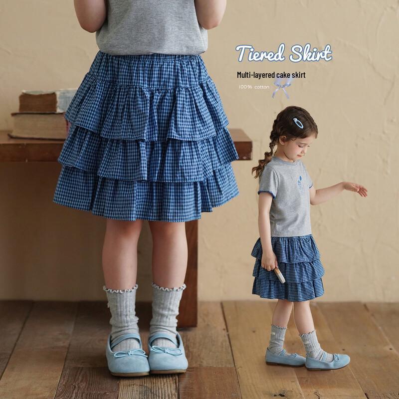 Girls  Cotton Tiered Ruffle A-Line Skirt 110