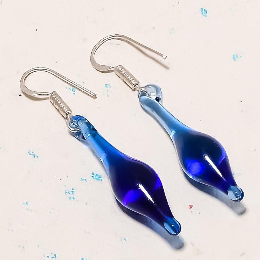 Natural Blue Quartz Gemstone 925 Sterling Silver Jewelry Earring 2.17 AE-12891