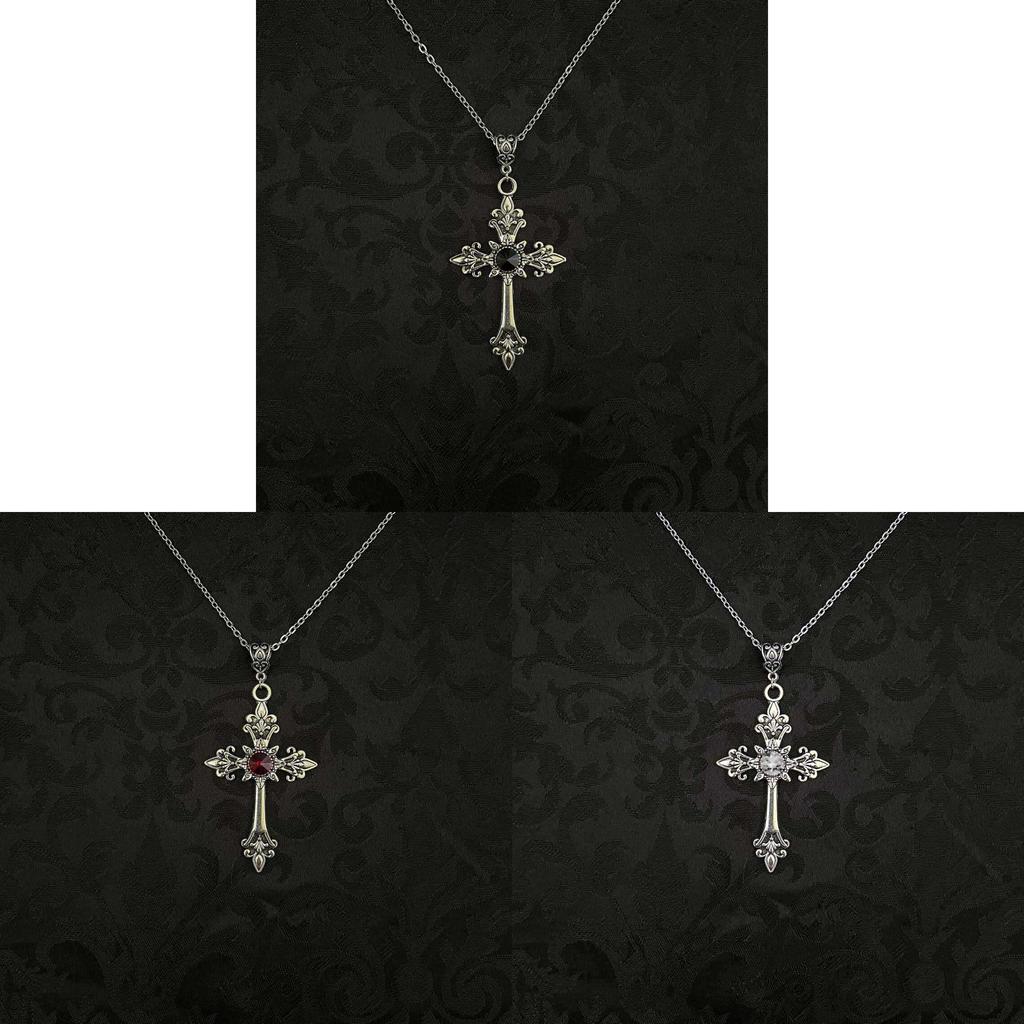 Collana Ciondolo Croce Gotica da Vampiro con Design Geometrico in Lega di Zinco per Uomo Donna