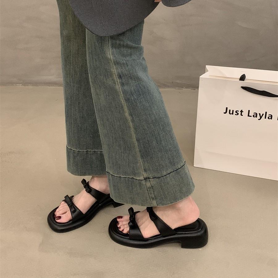 Summer Women's Slippers Stylish Peep Toe Low Heel Silver Women's Comfortable Beach Shoes Sapatilas