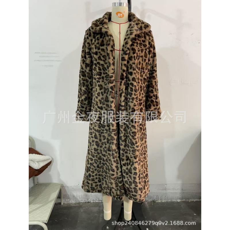 Women S Long Leopard Print Faux Fur Jacket Coat