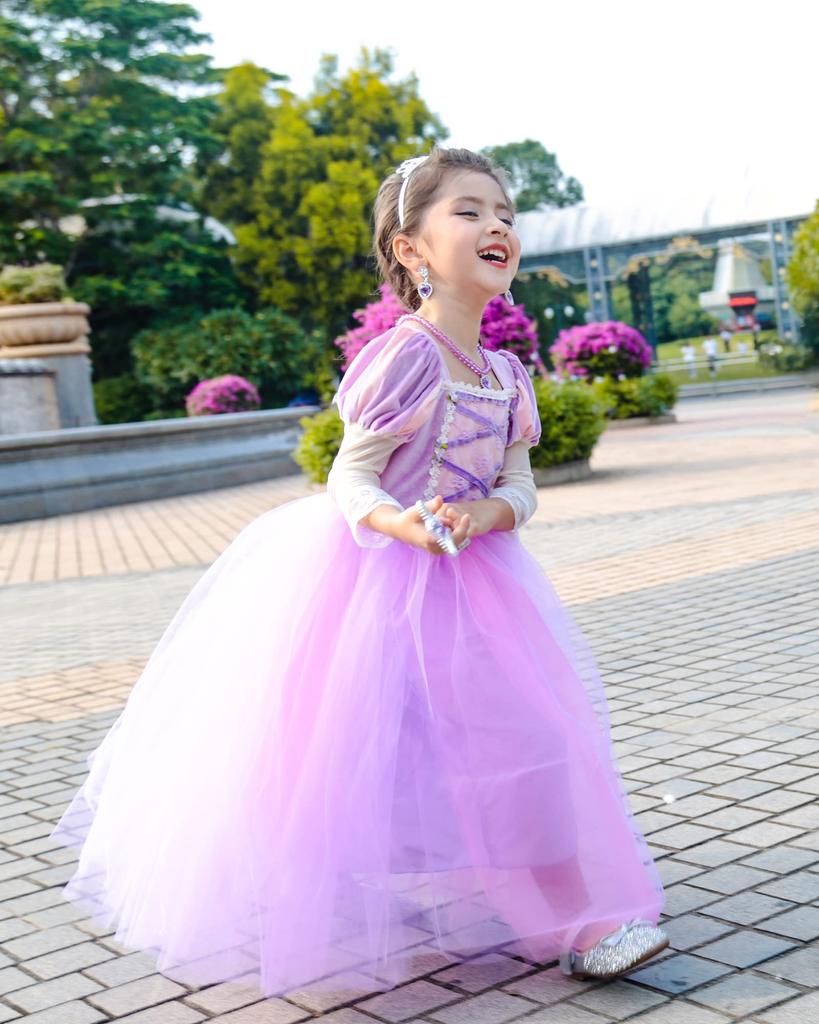TYHTYM Rapunzel Princess Dress, Children's, 100-140cm, Long-Haired Princess, Purple, Tangled, Cosplay Costume, Kids Costume, Event, Stage Outfit,