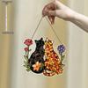 Cat and Flower Colorful Window Hanging, Cat and Flower Sun Catching Window, Indoor and Outdoor Home Decoration Garden Decoration, Suitable for Wedding