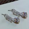 1 Pair Dangle Earrings Leaf Shape Rhinestones Jewelry Delicate Cubic Zirconia Stud Earrings for Wedding