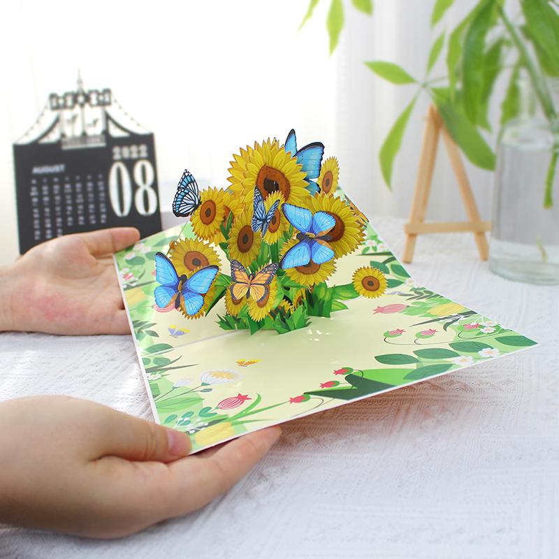 Creative Birthday Festival Universal Three-dimensional Greeting Card Butterfly Flowers Father's Day 3D Card High-end Teacher's Day Gift