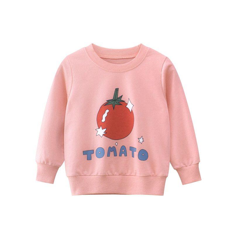 Children s Clothing Kidsren s Cartoon Tomato Pure Cotton Terry Sweatshirt 2026 Autum New Baby Clothes Girls  Tops H410 Pink 90