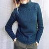 Women Sweater Solid Color Linen Sweater Knitted Turtleneck Sweater