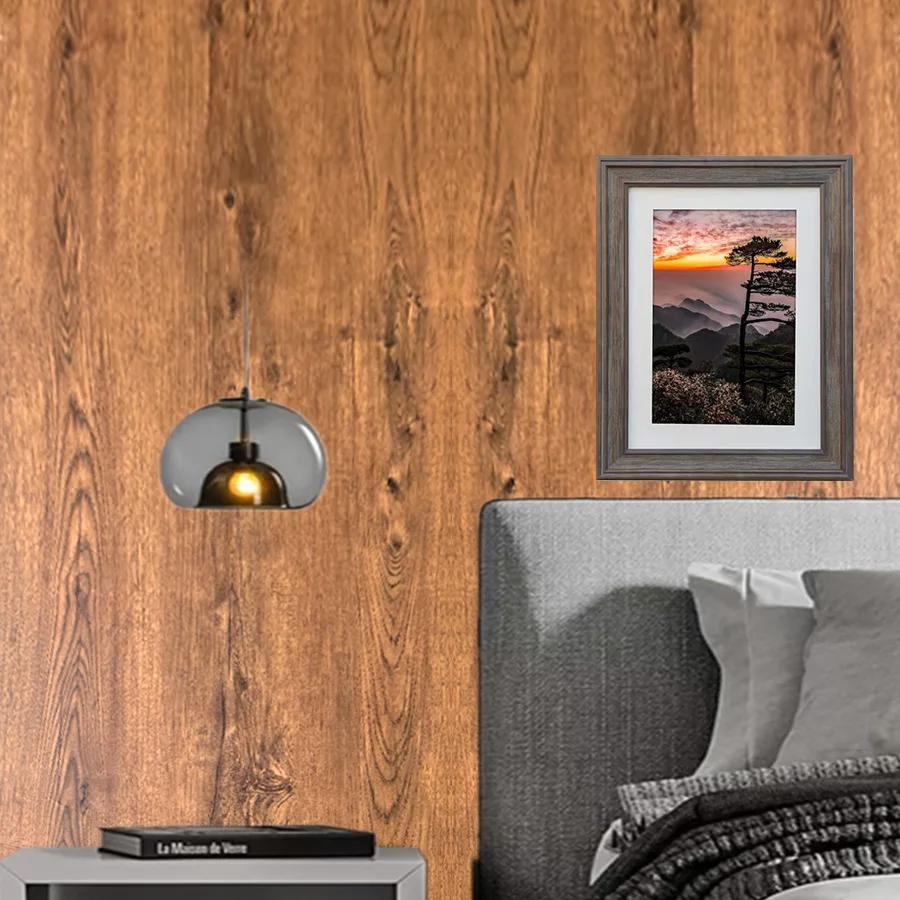 Brown Wood Grain Self-adhesive Wallpaper Home Decoration Background Wall PVC Kitchen Home Color Changing Sticker Wallpaper