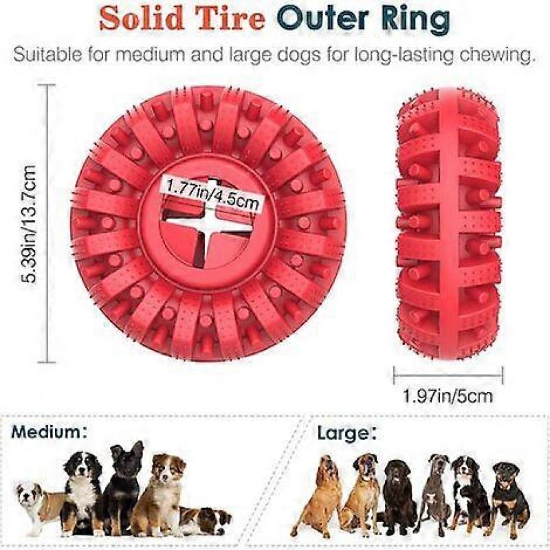 Durable Dog Chew Toy for Aggressive Chews, Solid Tire, Non-Toxic Resistant Rubber Teeth Cleaning Toys