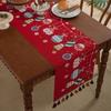 ZISIZ Red Snowflake Lantern Tassel Table Runner
