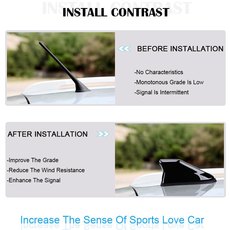 Shark Fin Antenna Universal Car Radio FM/AM Signal Amplifier Decorative Roof Aerial Base Sticker for SUV Sedan Auto Tuning