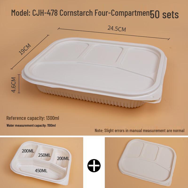 Eco-friendly Corn Starch Divided Disposable Lunch Boxes