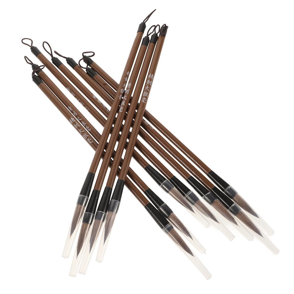 12pcs Chinese Calligraphy Brush Set Sturdy Brushes For Writing Painting Regular Running Script Cultural Art Tools Ink Painting