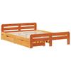 Solid Wood Bed Without Mattress Wax Brown 140x200 Cm Pine Wood