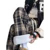 Mens Vintage Plaid Wool Blend Pants Fall Winter Fleece Lined Wide Leg Loose Casual Trousers