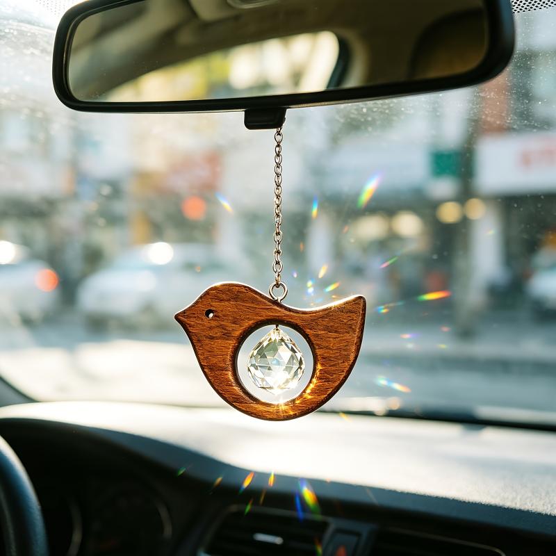1/3Pcs Rustic Wooden Bird Sun Catcher Prism Rainbow Window Hanging Suncatcher For Garden Home Decor Bird Lover Gift