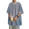 Men's Striped High Street Loose Fit T-Shirt - Trendy Summer Hong Kong Style for Couples and Students