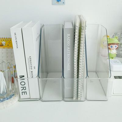 Desk Folder Holder Transparent PET Vertical File Folder Storage Bin Paper Tray Organizer Book Magazines Holder for Home Office