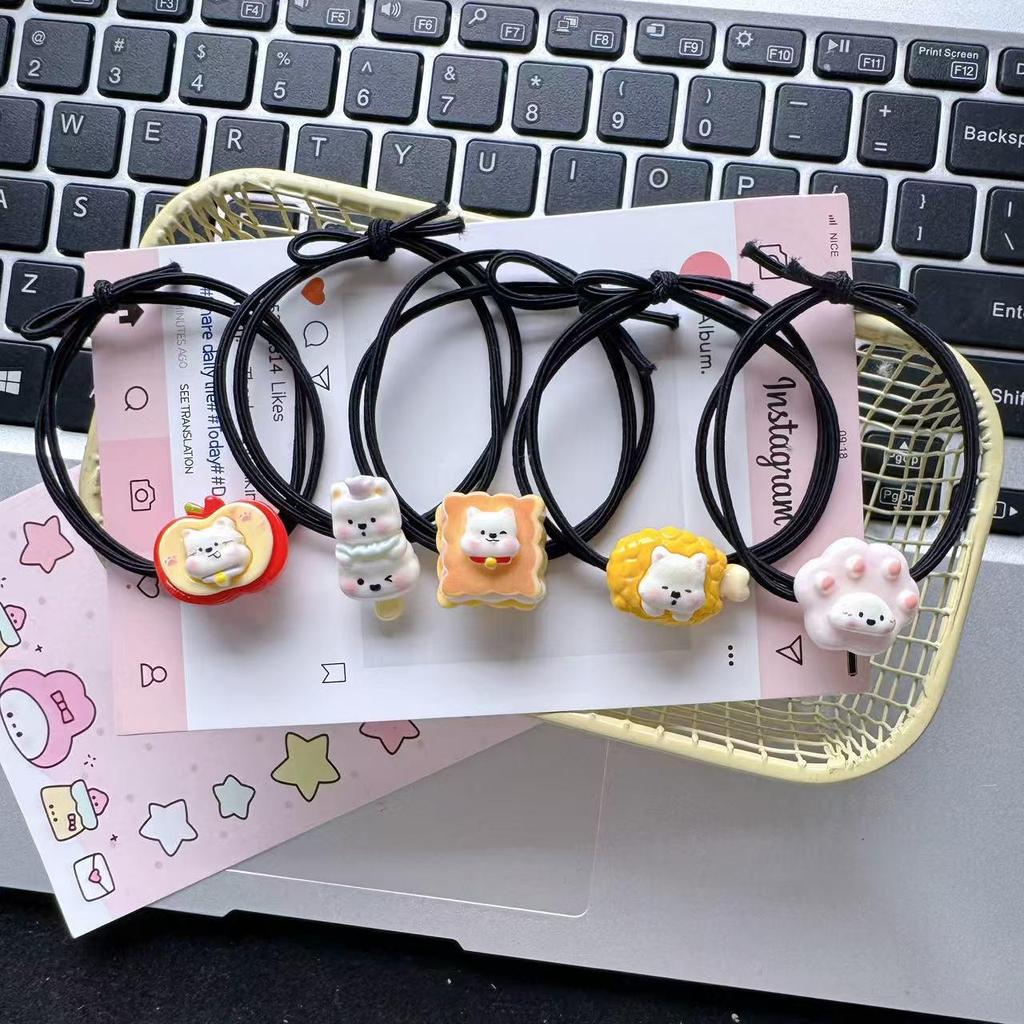 Westie Sweet Cartoon Fluffy Hair Tie - Girlish Rubber Band Headwear Accessory
