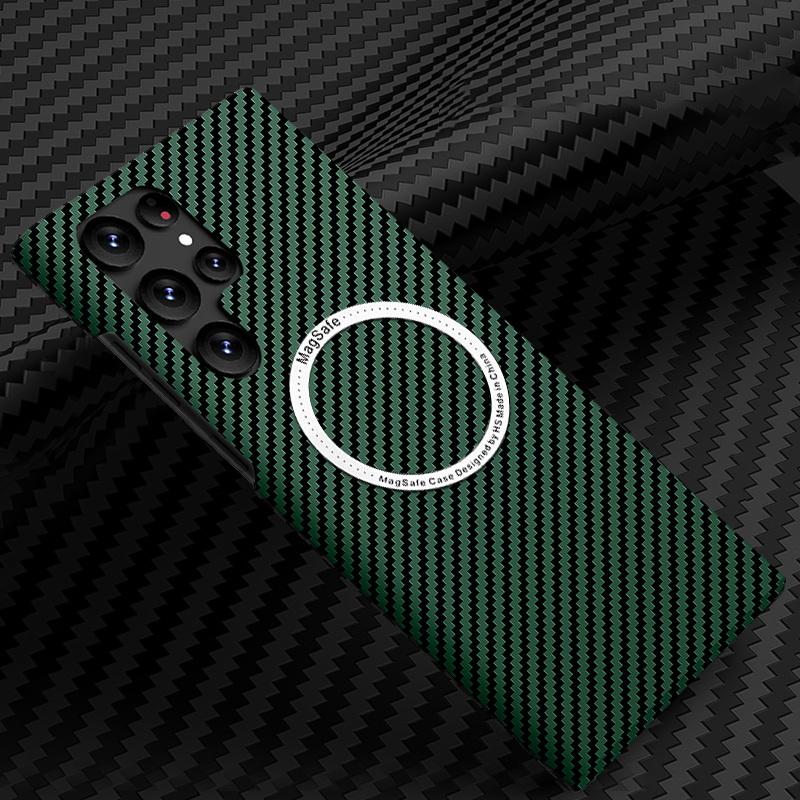 For Magsafe Slim Carbon Fiber Hard Case For Samsung Galaxy S23 Ultra S22 S21 Ultra S23 Plus Frosted Matt Cover Coque For iPhone 15 14 13 12 Pro max