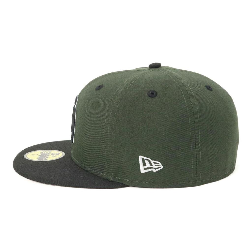 New Era 59FIFTY Cap by MLB San Diego SD Dark Seaweed with Side Under Exclusive To and Gokyu Fifty 5950 Side Patch Straight Flat Design for Spring and