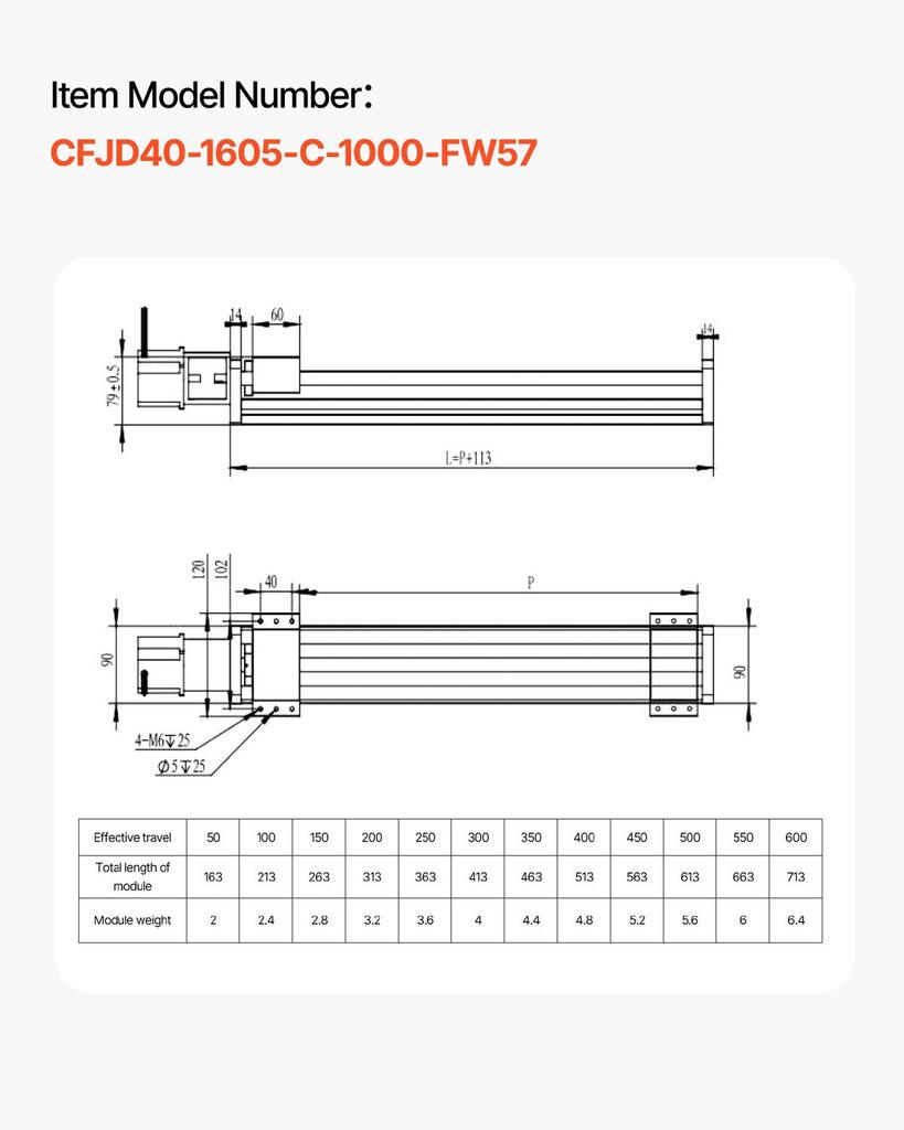 Linear Guide, 1000 mm Stroke Work Size, Ball Screw Motion CNC Linear Guide Stage Actuator, Motorized Nema 23 Stepper Motor, High Precision, for