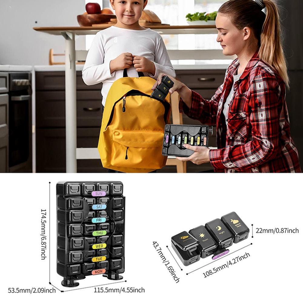 Weekly Pill Organizer 4 Times a Day Pill Organizer with Drawer Designed Large Pill Box Travel Pill Case 7 Day Medicine Case Box