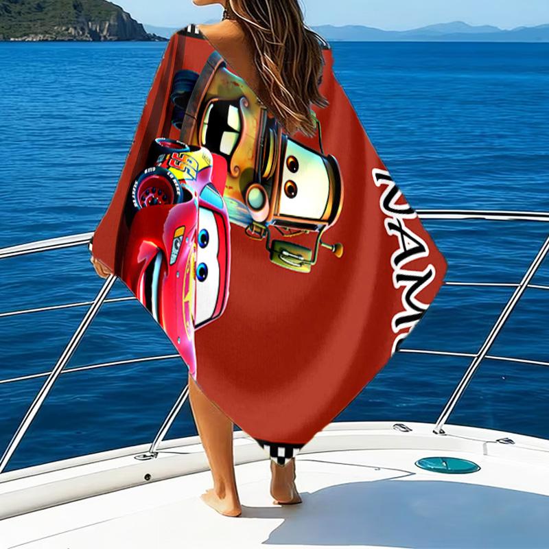 1pc Cars2 Beach Towel with Custom Name, Beach/Swimming/Bath/Picnic/Camping Towel, Suitable for Seaside Beaches