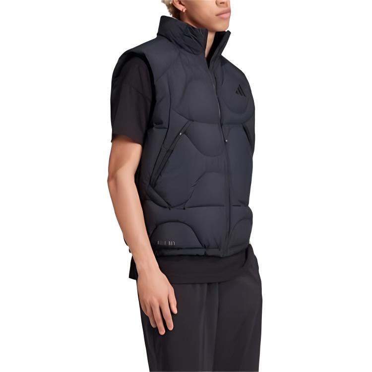 adidas Down Vests Men's Black Stand Collar Moderate JG5937