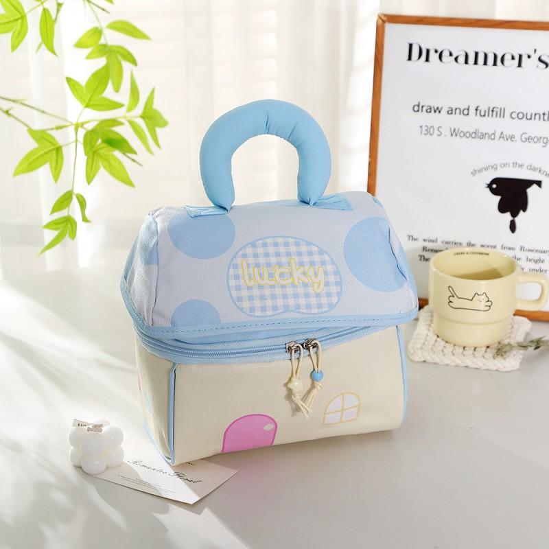 Portable Cosmetic Makeup Bag With Multiple Compartments Large Capacity Travel Toiletry Organizer In Blue Pink