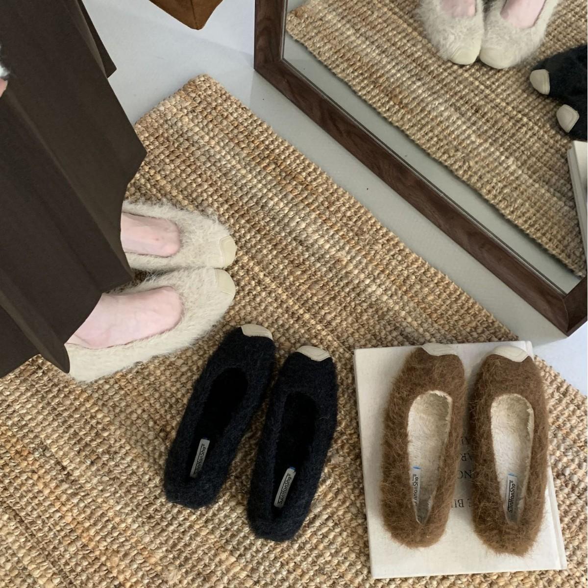 

2025 осень и зима новая круглая голова толстый каблук норка пушистый для работы Мэри Джейн теплые и бархатные женские туфли 39 абрикосовый